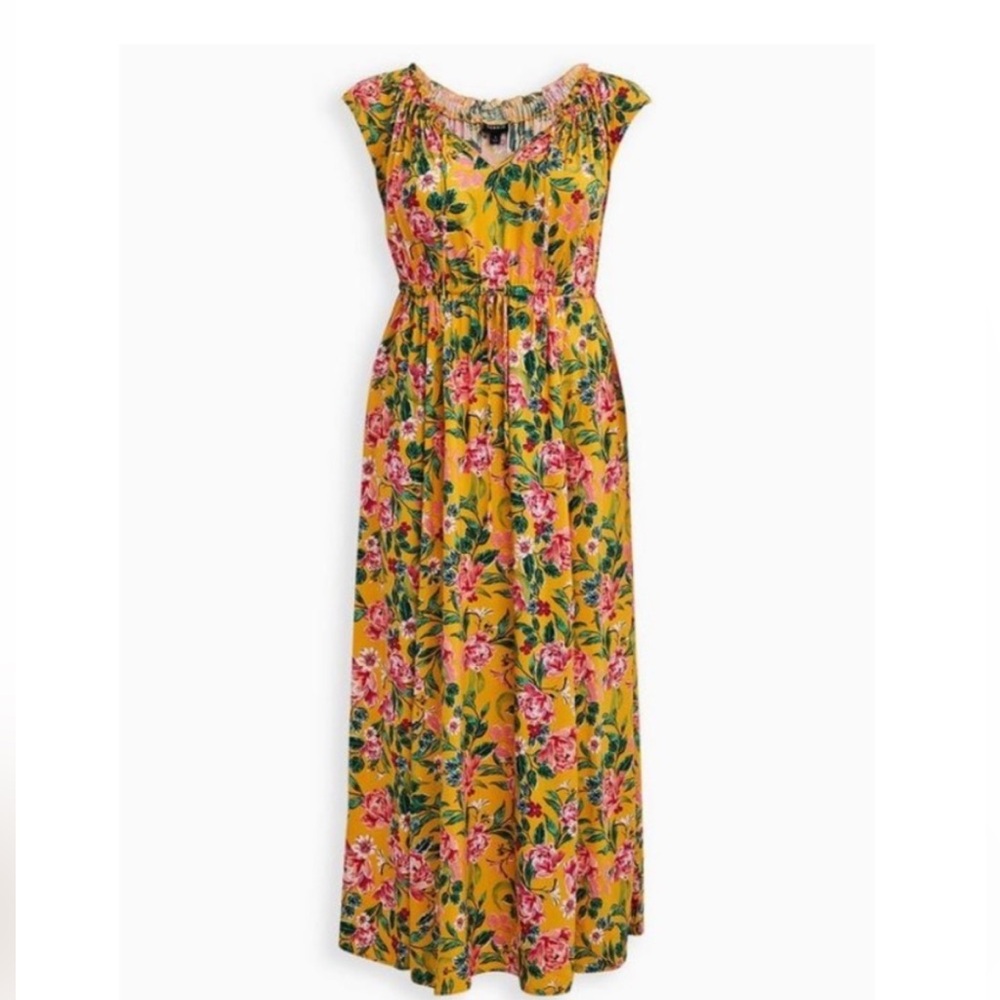 Torrid Yellow Floral Maxi Dress